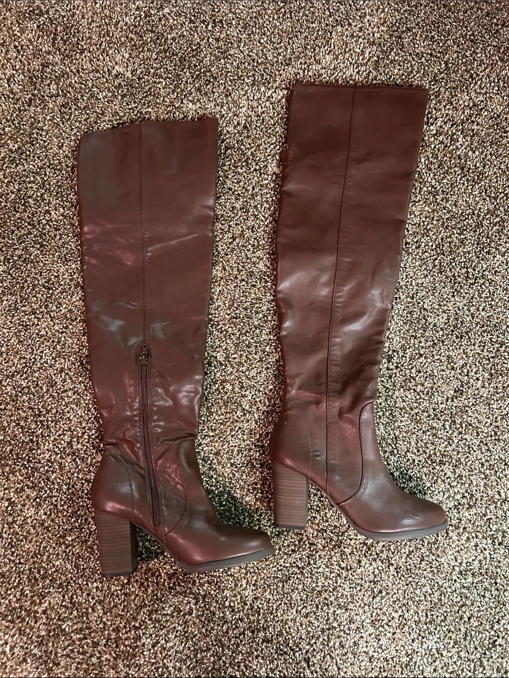 Express Women's Over-the-Knee Block Heel Boots in Brown